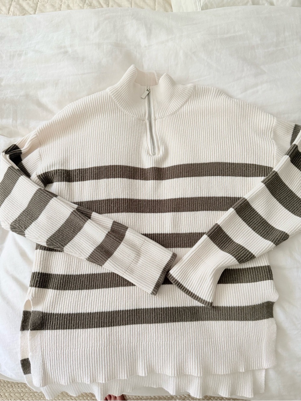 Striped 1/4 zip sweater